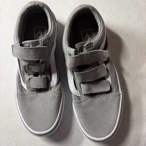 Light Gray Hook and Loop Closure Vans. Womens size 7 Men's size 5.5